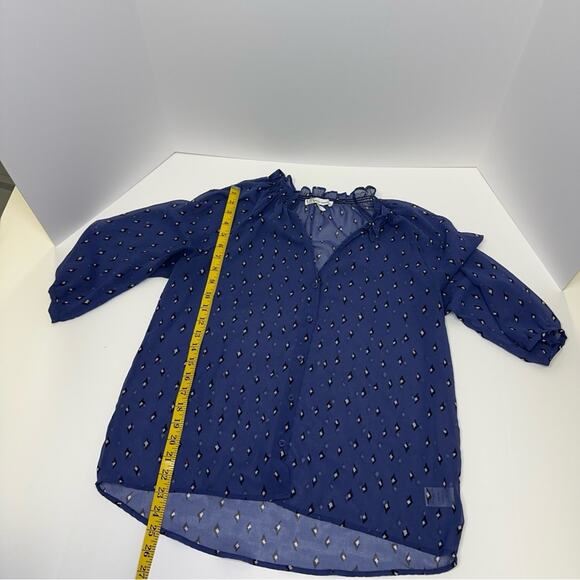 PRICED TO SELL!! French Connection Blue Sheer Blouse, Size S - Picture 9 of 15